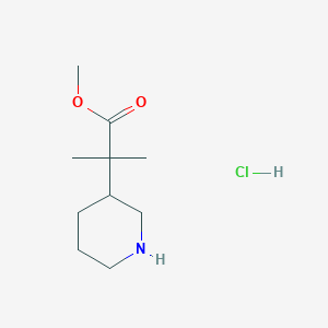 molecular formula C10H20ClNO2 B8306336 2-Methyl-2-piperidin-3-yl-propionic acid methyl ester hydrochloride 