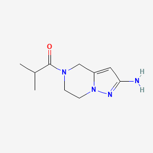 molecular formula C10H16N4O B8306345 1-(2-Amino-6,7-dihydropyrazolo[1,5-a]pyrazin-5(4H)-yl)-2-methylpropan-1-one 