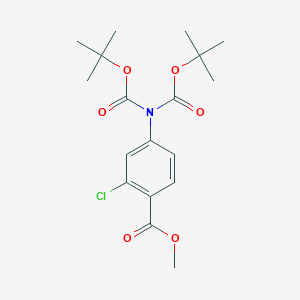 molecular formula C18H24ClNO6 B8306614 Benzoic acid, 4-[bis[(1,1-dimethylethoxy)carbonyl]amino]-2-chloro-, methyl ester 
