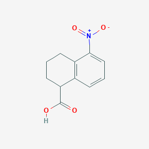 molecular formula C11H11NO4 B8306880 5-Nitro-1,2,3,4-tetrahydro-1-naphthoic acid 