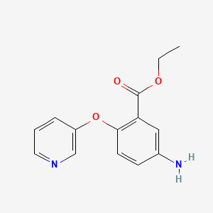 molecular formula C14H14N2O3 B8307291 Ethyl 5-amino-2-(3-pyridyloxy)benzoate 