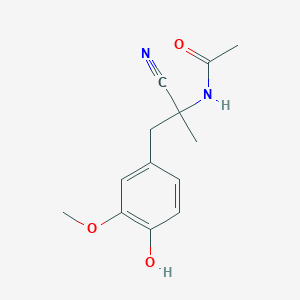 molecular formula C13H16N2O3 B083073 (-)-N-(1-Cyano-1-vanillylethyl)acetamide CAS No. 14818-98-5
