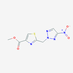 molecular formula C8H7N5O4S B8307315 Methyl 2-((4-nitro-2H-1,2,3-triazol-2-yl)methyl)thiazole-4-carboxylate 
