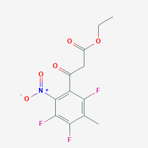 molecular formula C12H10F3NO5 B8307757 Ethyl (2,4,5-trifluoro-3-methyl-6-nitrobenzoyl)acetate 