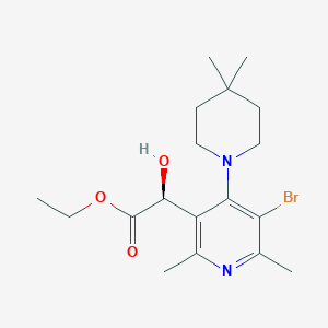 molecular formula C18H27BrN2O3 B8308549 Ethyl (S)-2-(5-bromo-4-(4,4-dimethylpiperidin-1-yl)-2,6-dimethylpyridin-3-yl)-2-hydroxyacetate 