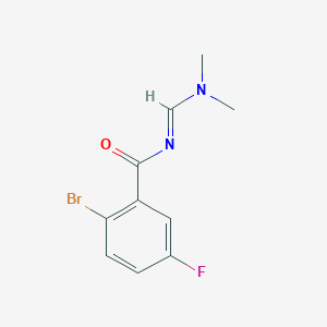 molecular formula C10H10BrFN2O B8308728 2-Bromo-N-((dimethylamino)methylene)-5-fluorobenzamide 