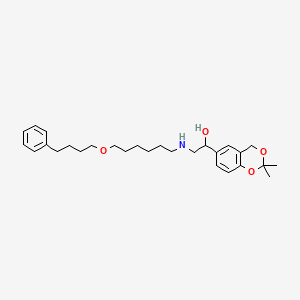 molecular formula C28H41NO4 B8308811 4H-1,3-Benzodioxin-6-methanol, 2,2-dimethyl-alpha-[[[6-(4-phenylbutoxy)hexyl]amino]methyl]- 