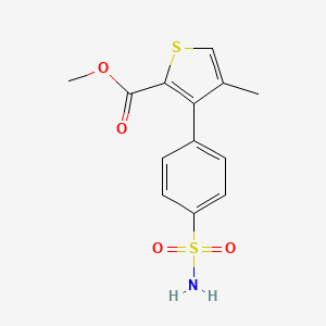 molecular formula C13H13NO4S2 B8308977 Methyl 4-methyl-3-(4-sulfamoylphenyl)thiophene-2-carboxylate 