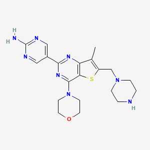 5-(7-Methyl-4-morpholino-6-(piperazin-1-ylmethyl)thieno[3,2-d]pyrimidin-2-yl)pyrimidin-2-amine