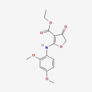 molecular formula C15H17NO6 B8309377 Ethyl 2-[(2,4-dimethoxyphenyl)amino]-4-oxo-4,5-dihydrofuran-3-carboxylate 