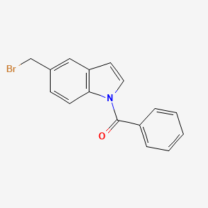 molecular formula C16H12BrNO B8309496 N-benzoyl-5-(bromomethyl)indole 