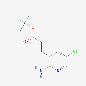 molecular formula C12H17ClN2O2 B8309503 t-Butyl 3-(2-amino-5-chloro-3-pyridinyl)propanoate 