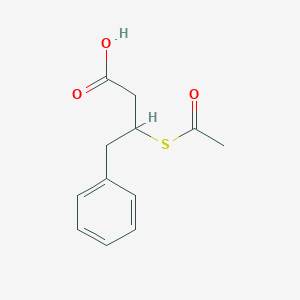 molecular formula C12H14O3S B8309549 3-Acetylsulfanyl-4-phenyl-butyric acid 