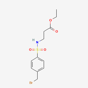 molecular formula C12H16BrNO4S B8309593 Ethyl 3-({[4-(bromomethyl)phenyl]sulfonyl}amino)propionate 