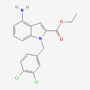 molecular formula C18H16Cl2N2O2 B8311162 Ethyl 4-amino-N-(3,4-dichlorobenzyl)indole-2-carboxylate 