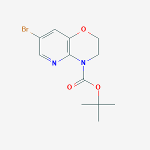 molecular formula C12H15BrN2O3 B8311232 tert-butyl 7-bromo-2H,3H,4H-pyrido[3,2-b][1,4]oxazine-4-carboxylate 