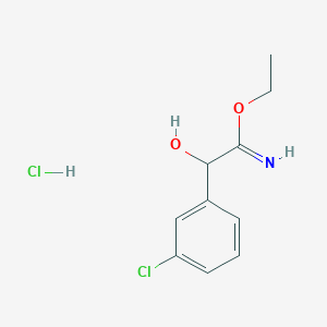 molecular formula C10H13Cl2NO2 B8311544 Ethyl 1-(3-chlorophenyl)-1-hydroxymethanecarboximidate hydrochloride 