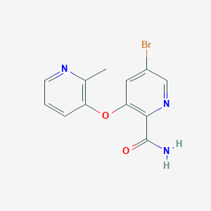molecular formula C12H10BrN3O2 B8311581 5-Bromo-3-(2-methylpyridin-3-yloxy)picolinamide 