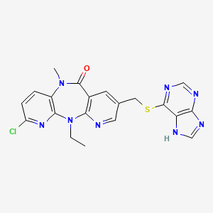 5-chloro-2-ethyl-9-methyl-13-[(1H-purin-6-ylsulfanyl)methyl]-2,4,9,15-tetraazatricyclo[9.4.0.0^{3,8}]pentadeca-1(11),3,5,7,12,14-hexaen-10-one