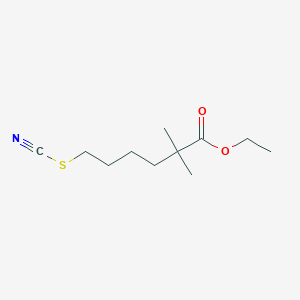 molecular formula C11H19NO2S B8311865 Ethyl 2,2-dimethyl-6-thiocyanohexanate 