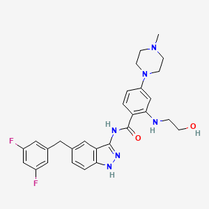 molecular formula C28H30F2N6O2 B8311972 N-[5-(3,5-difluorobenzyl)-1H-indazol-3-yl]-2-[(2-hydroxyethyl)amino]-4-(4-methylpiperazin-1-yl)benzamide 