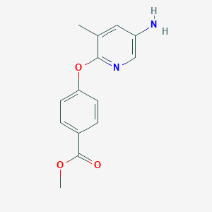 molecular formula C14H14N2O3 B8312175 Methyl 4-(5-amino-3-methylpyridin-2-yloxy)benzoate 