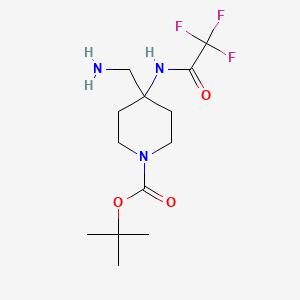 molecular formula C13H22F3N3O3 B8312544 4-Aminomethyl-4-(2,2,2-trifluoro-acetylamino)-piperidine-1-carboxylic acid tert-butyl ester 
