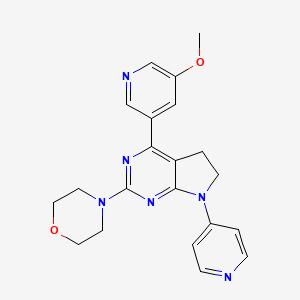 molecular formula C21H22N6O2 B8312729 4-(5-Methoxy-pyridin-3-yl)-2-morpholin-4-yl-7-pyridin-4-yl-6,7-dihydro-5H-pyrrolo[2,3-d]pyrimidine 