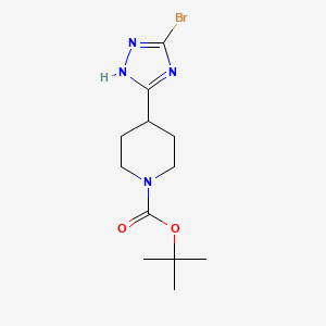 molecular formula C12H19BrN4O2 B8312798 tert-butyl 4-(5-bromo-1H-1,2,4-triazol-3-yl)piperidine-1-carboxylate 