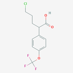 molecular formula C12H12ClF3O3 B8312830 5-Chloro-2-(4-(trifluoromethoxy)phenyl)pentanoic acid 