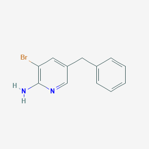 molecular formula C12H11BrN2 B8312840 5-Benzyl-3-bromopyridin-2-amine 