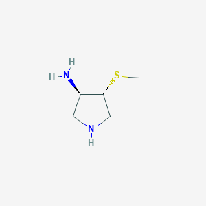 molecular formula C5H12N2S B8312952 trans-3-Amino-4-methylthiopyrrolidine 