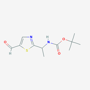 molecular formula C11H16N2O3S B8312983 Tert-butyl 1-(5-formylthiazol-2-yl)ethylcarbamate 
