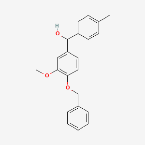 molecular formula C22H22O3 B8313111 alpha-[3-Methoxy-4-(benzyloxy)phenyl]-4-methylbenzyl alcohol 