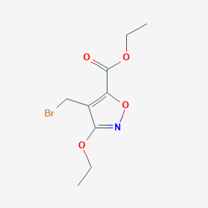 molecular formula C9H12BrNO4 B8313235 Ethyl 4-(bromomethyl)-3-ethoxyisoxazole-5-carboxylate 