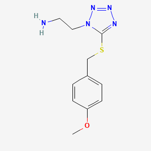 molecular formula C11H15N5OS B8313587 1-(2-aminoethyl)-5-(4-methoxybenzylthio)-1H-tetrazole 