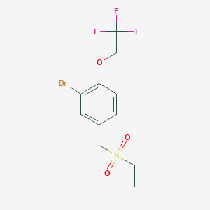 molecular formula C11H12BrF3O3S B8313637 2-Bromo-4-((ethylsulfonyl)methyl)-1-(2,2,2-trifluoroethoxy)benzene 