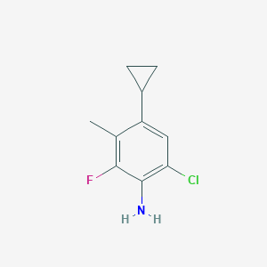 molecular formula C10H11ClFN B8313682 2-Chloro-4-cyclopropyl-5-methyl-6-fluoroaniline 