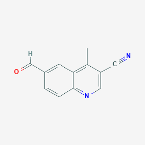 molecular formula C12H8N2O B8313697 6-Formyl-4-methyl-quinoline-3-carbonitrile 