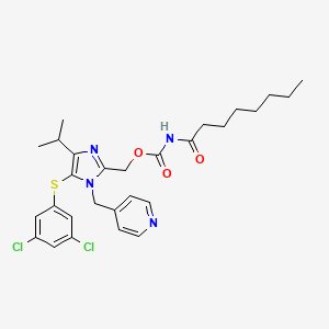 molecular formula C28H34Cl2N4O3S B8313794 [5-(3,5-dichlorophenyl)sulfanyl-4-isopropyl-1-(4-pyridylmethyl)imidazol-2-yl]methyl N-octanoylcarbamate 