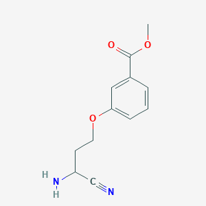 molecular formula C12H14N2O3 B8313799 2-Amino-4-[3-(methoxycarbonyl)-phenoxy]-butyronitrile 