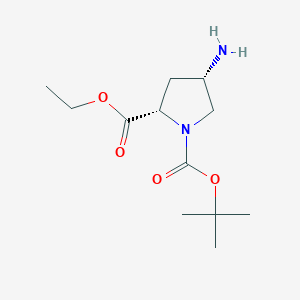 molecular formula C12H22N2O4 B8313809 1-(tert-Butyl) 2-ethyl (2S,4S)-4-aminopyrrolidine-1,2-dicarboxylate 