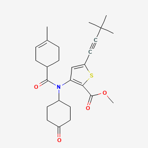 molecular formula C26H33NO4S B8313813 5-(3,3-Dimethyl-but-1-ynyl)-3-[(4-methyl-cyclohex-3-enecarbonyl)-(4-oxo-cyclohexyl)-amino]-thiophene-2-carboxylic acid methyl ester 