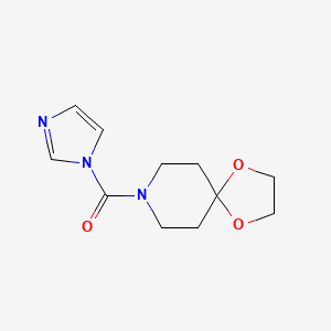 molecular formula C11H15N3O3 B8313831 1,4-Dioxa-8-azaspiro[4.5]decane-8-yl 1H-imidazole-1-yl ketone 