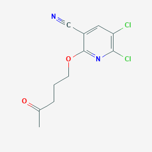 molecular formula C11H10Cl2N2O2 B8313837 5,6-Dichloro-2-(4-oxopentyloxy)nicotinonitrile 
