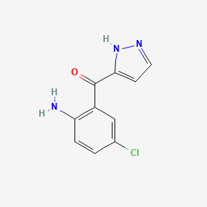 molecular formula C10H8ClN3O B8314115 (2-Amino-5-chloro-phenyl)-(1H-pyrazol-3-yl)-methanone 