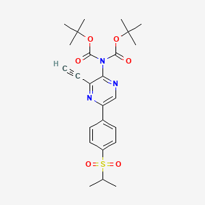 molecular formula C25H31N3O6S B8314156 N,N-Di(Boc)-3-ethynyl-5-[4-(isopropylsulfonyl)phenyl]pyrazin-2-amine 
