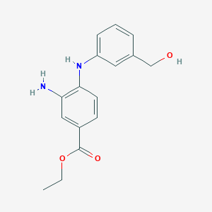 molecular formula C16H18N2O3 B8314836 3-Amino-4-(3-hydroxymethyl-phenylamino)-benzoic acid ethyl ester 