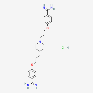 molecular formula C25H36ClN5O2 B8315197 4,4'-[1,4-Piperidinediylbis(3,1-propanediyloxy)]bis[benzenecarboximidamide] monohydrochloride 