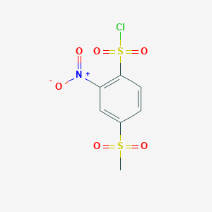 molecular formula C7H6ClNO6S2 B8315205 4-Methanesulfonyl-2-nitro-benzenesulfonyl chloride 